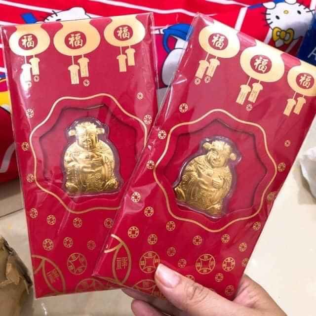 [HCM] Bao lì xì thần tài, lixi may mắn mạ vàng hồng kông Tết 2022