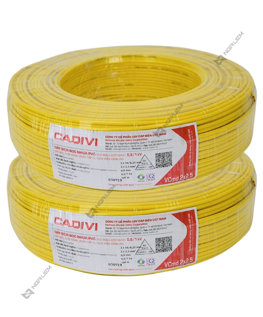 Dây điện đôi vcmd (2x0.5 - 2x0.75 - 2x1.0 - 2x1.5 - 2x2.5 mm) cadivi [bán cuộn 100 mét]