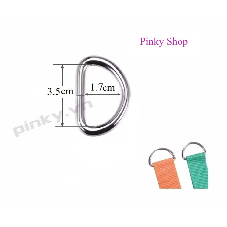 Khoen chữ D, khoen D, móc D 3.5cm màu bạc phụ kiện làm túi xách và đồ handmade Pinky Shop mã KDB3.5