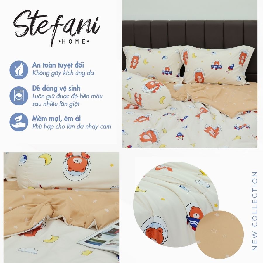 Bộ 5 món drap, áo gối kèm mền Stefani - ST200047 - Bộ chăn ga gối cotton