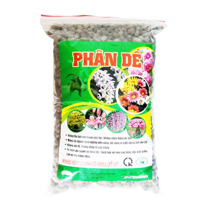 Phân dê ủ nấm Trichoderma, tan chậm từ từ cung cấp dinh dưỡng cho phong lan, bonsai, hoa hồng, kiểng - 1kg