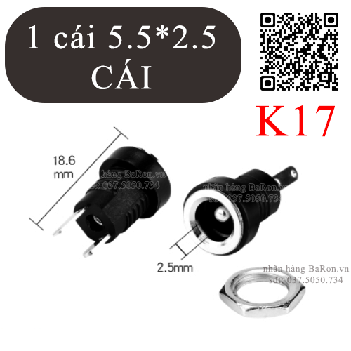 Jack cắm nguồn DC 5.5x2.1 Jack đực 5.5x2.5 (nhiều loại)