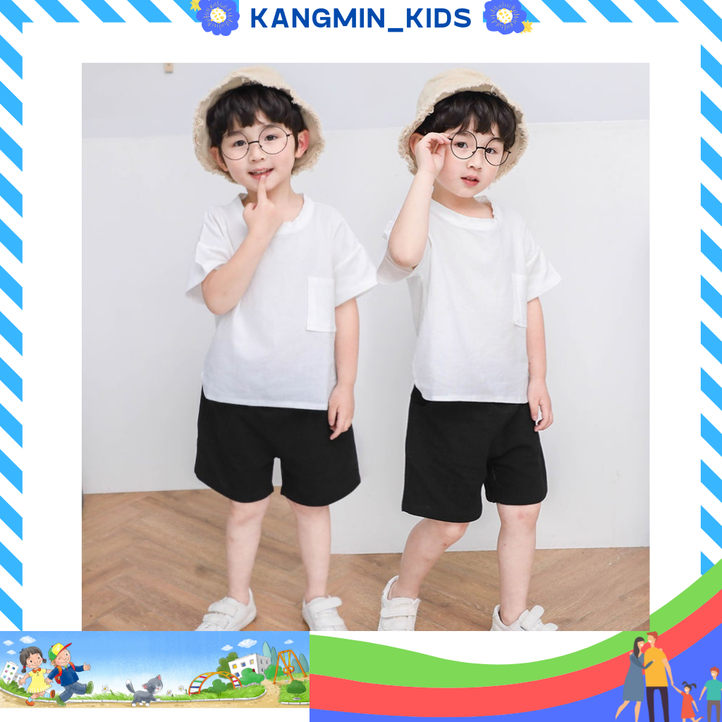 Bộ quần áo cộc tay trẻ em . đồ bộ trẻ em cho bé trai bé gái từ 6 đến 25kg kangmin kids