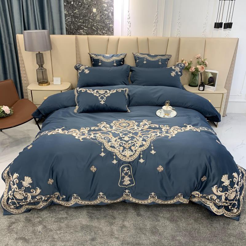 (💥SALE 60%) SET 5 MÓN GA PHỦ CHẦN LỤA SILK THÊU HOÀNG GIA- CHĂN GA GỐI LỤA NHẬP KHẨU CAO CẤP