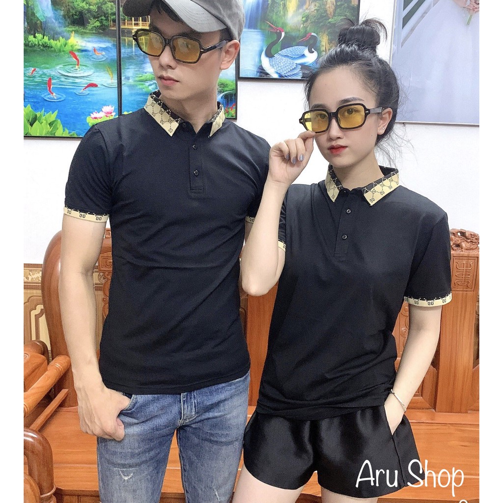 Áo polo đôi nam nữ ngắn tay có cổ, áo polo cặp đôi chất cotton 100%