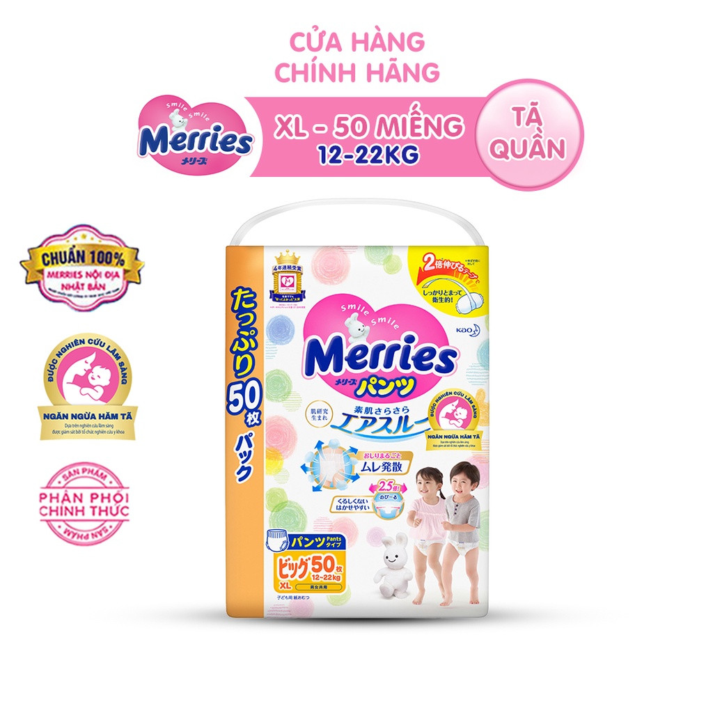 Tã/bỉm quần Merries Jumbo đủ size L56/XL50