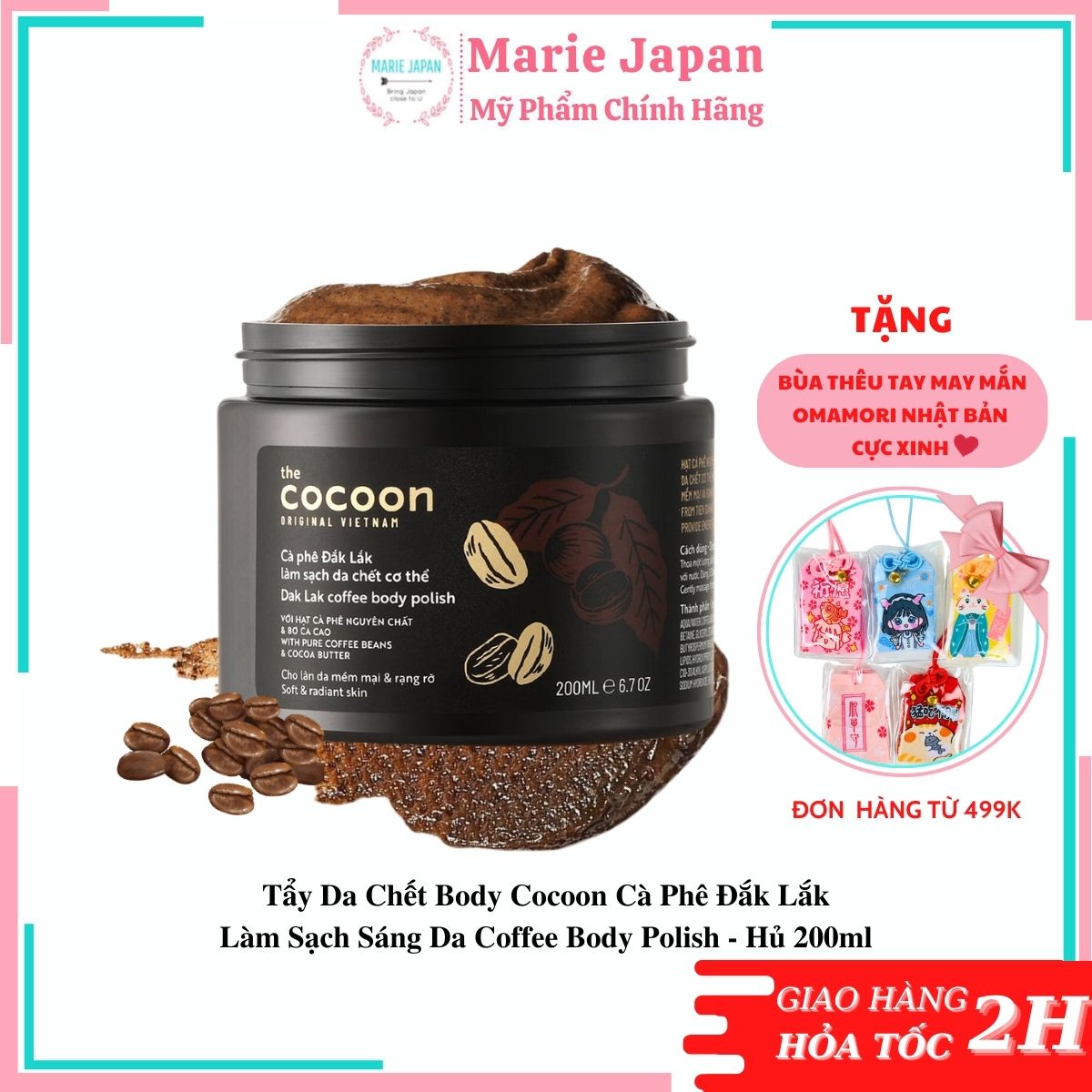 Tẩy Da Chết Body Cocoon Cà Phê Đắk Lắk Làm Sạch Sáng Da Coffee Body Polish Hủ 200ml