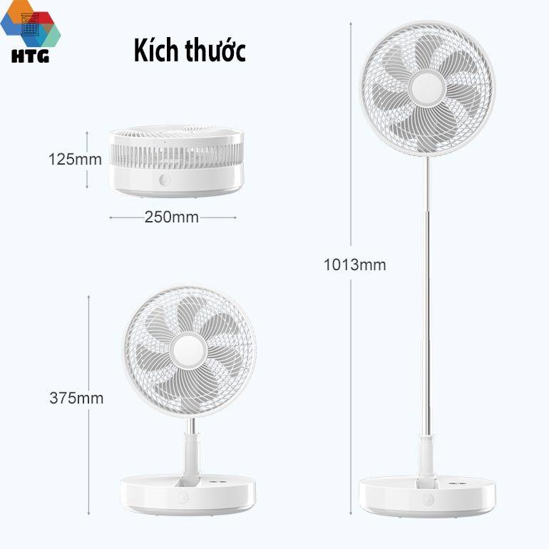 Quạt điện gia đình không dây gấp gọn đa năng,siêu mát, có hẹn giờ, 8 cấp độ gió, có remote HTGP30