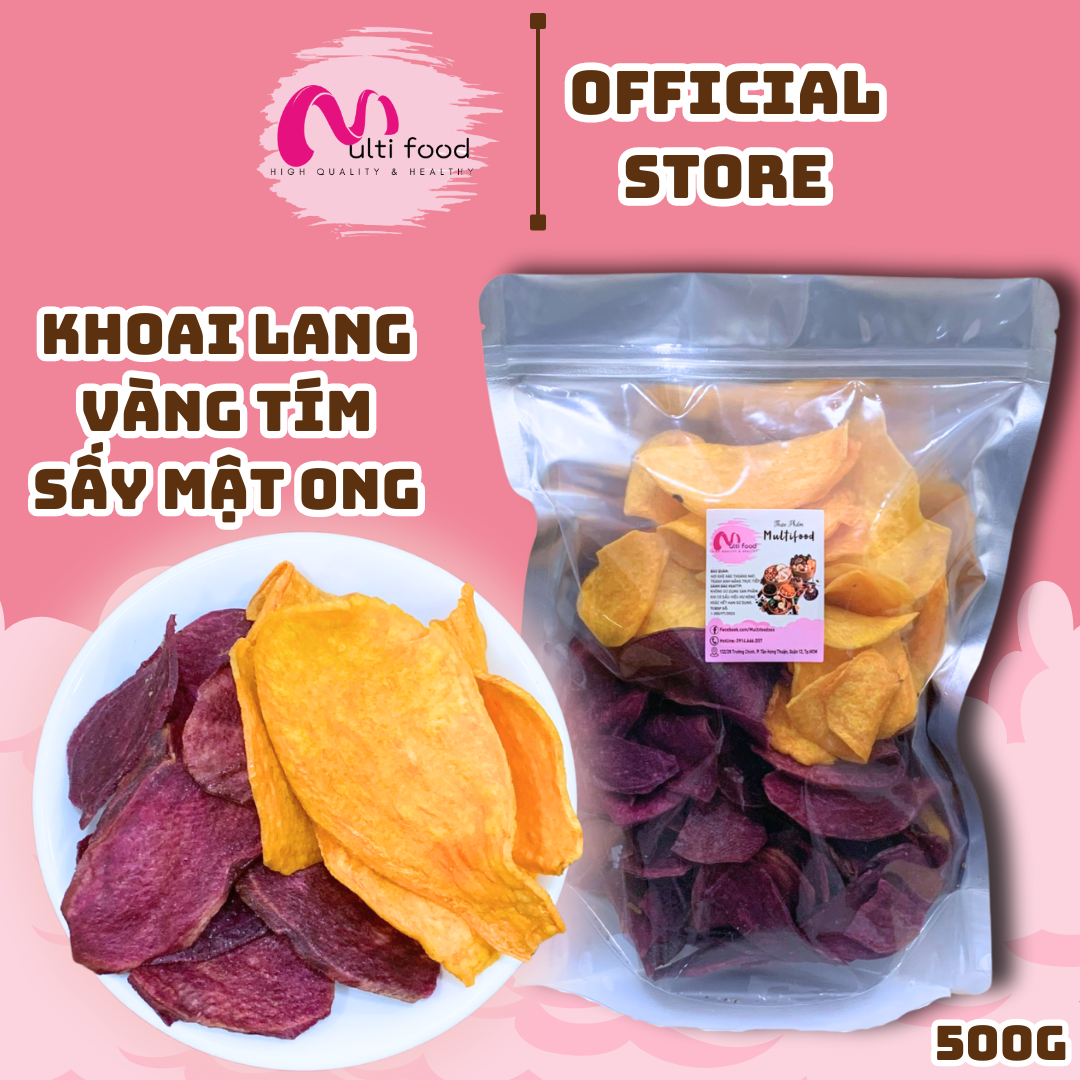 500g khoai lang sấy mật ong vàng tím multifood