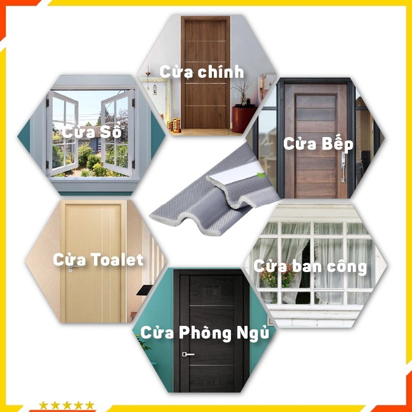 Ron chắn khe cửa , ron chặn khe cửa đa năng, ngăn côn trùng, bụi bẩn, chống thoát nhiệt điều hòa, Nẹp xốp chặn khe cửa