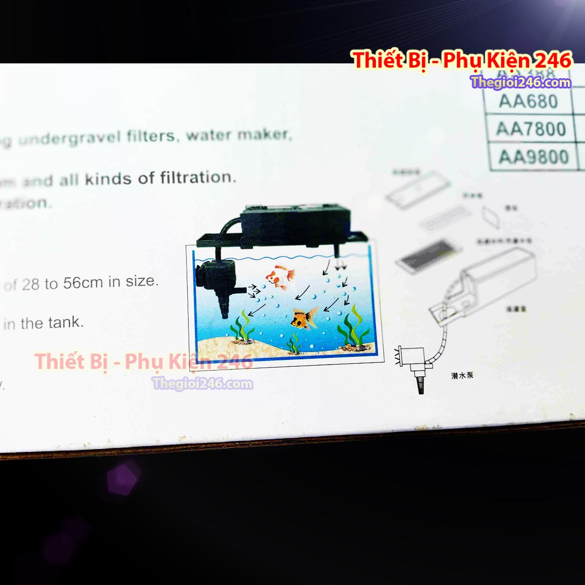 Máy bơm hồ cá AA288 New loại tốt (trang bị đầy đủ máy bơm, hộp lọc)