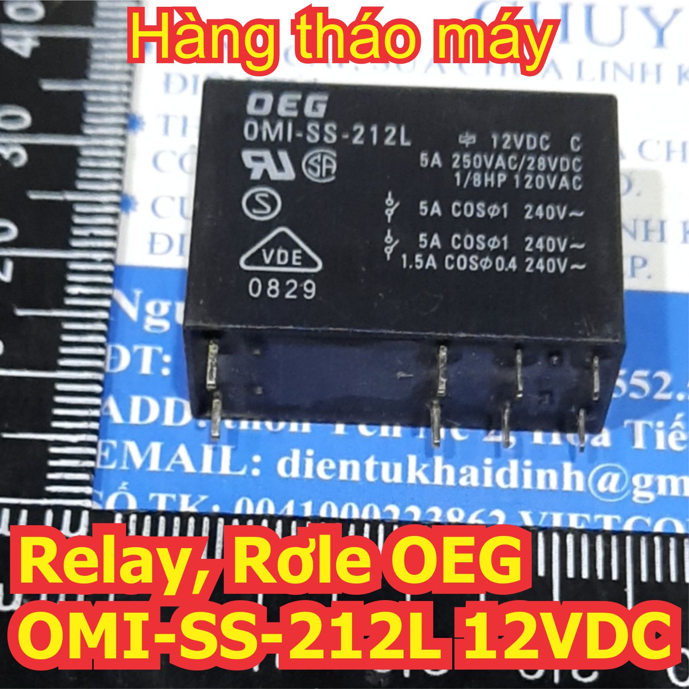 2 cái Relay Rơle chữ nhật 8 chân 5A 250V JW2SN-DO12V AJW7211 OEG OMI-SS-212L điện áp 12VDC hàng tháo máy / mới kde6437