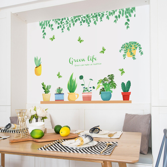 Decal Dán Tường Chậu Hoa Nhỏ Trang Trí