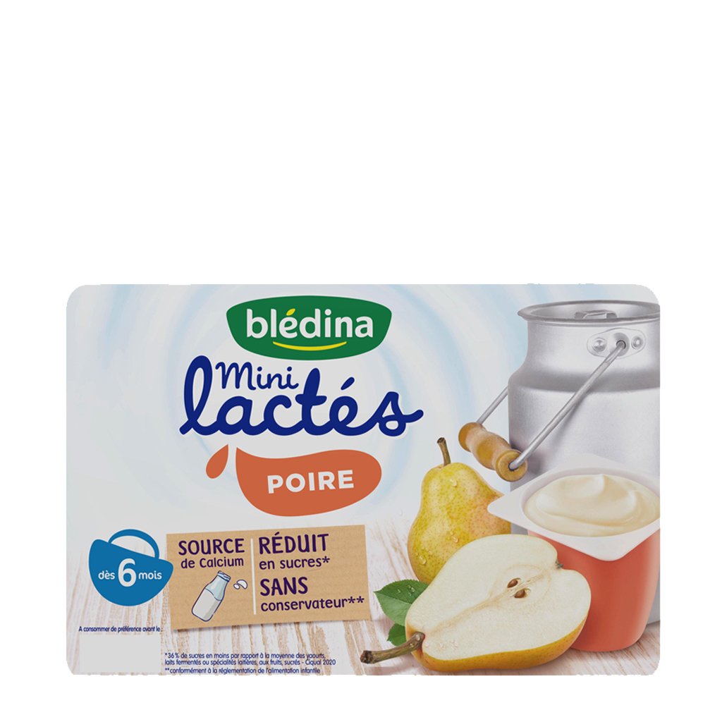 date T8.2022 Sữa chua Bledina mini 6 55g vị lê cho trẻ từ 6m - Pháp