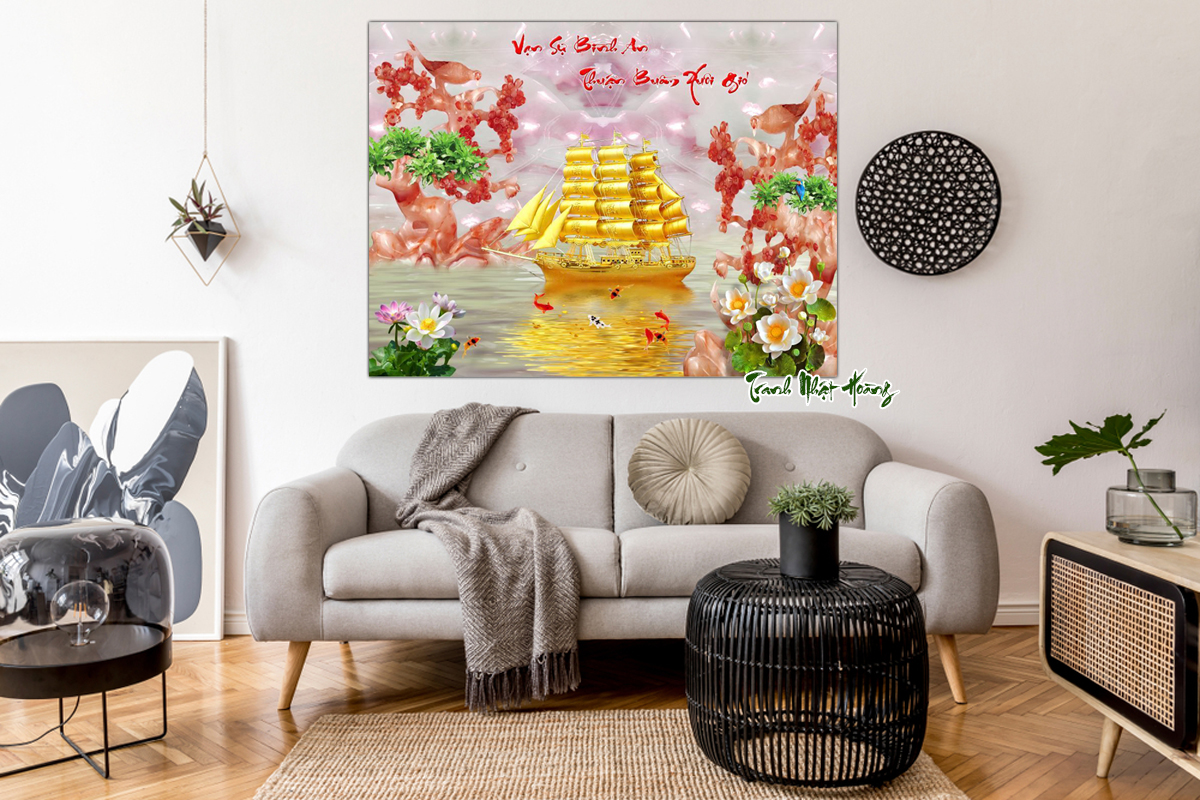 Tranh 3D dán tường Thuận Buồm Xuôi gió