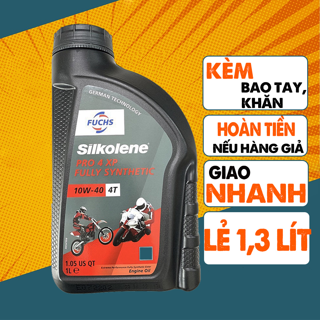 Bán 1.3 Lít Nhớt Fuchs Silkolene 10W40, Nhập EU, Màu Đỏ, Nhớt Xe Máy Full Tổng Hợp Cho Xe Chạy Êm, Mát, Phù Hợp Xe Đi Phố Và Tuor, Dùng Được 3000Km