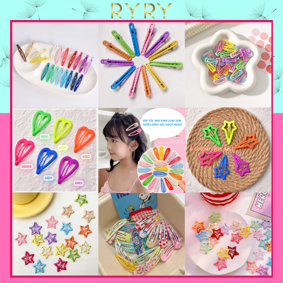 Set 5 Kẹp Tóc Mái Nhiều Kiểu Màu Sắc Ngọt Ngào Cho Nữ Và Bé Gái