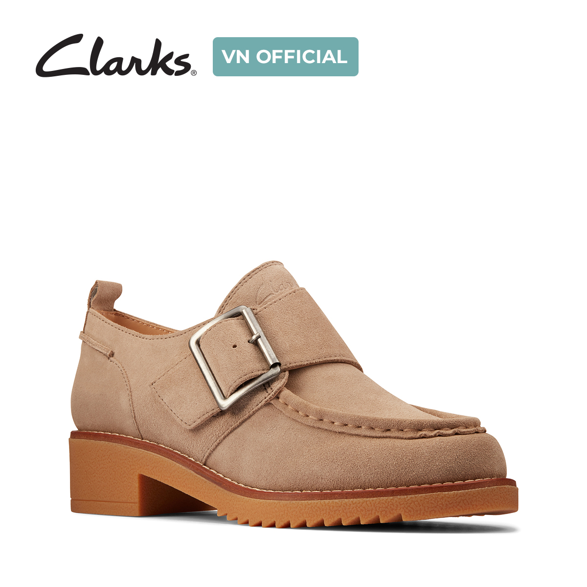 Giày Cao Gót 4cm Da Lộn Nữ Clarks - Eden Mid Monk