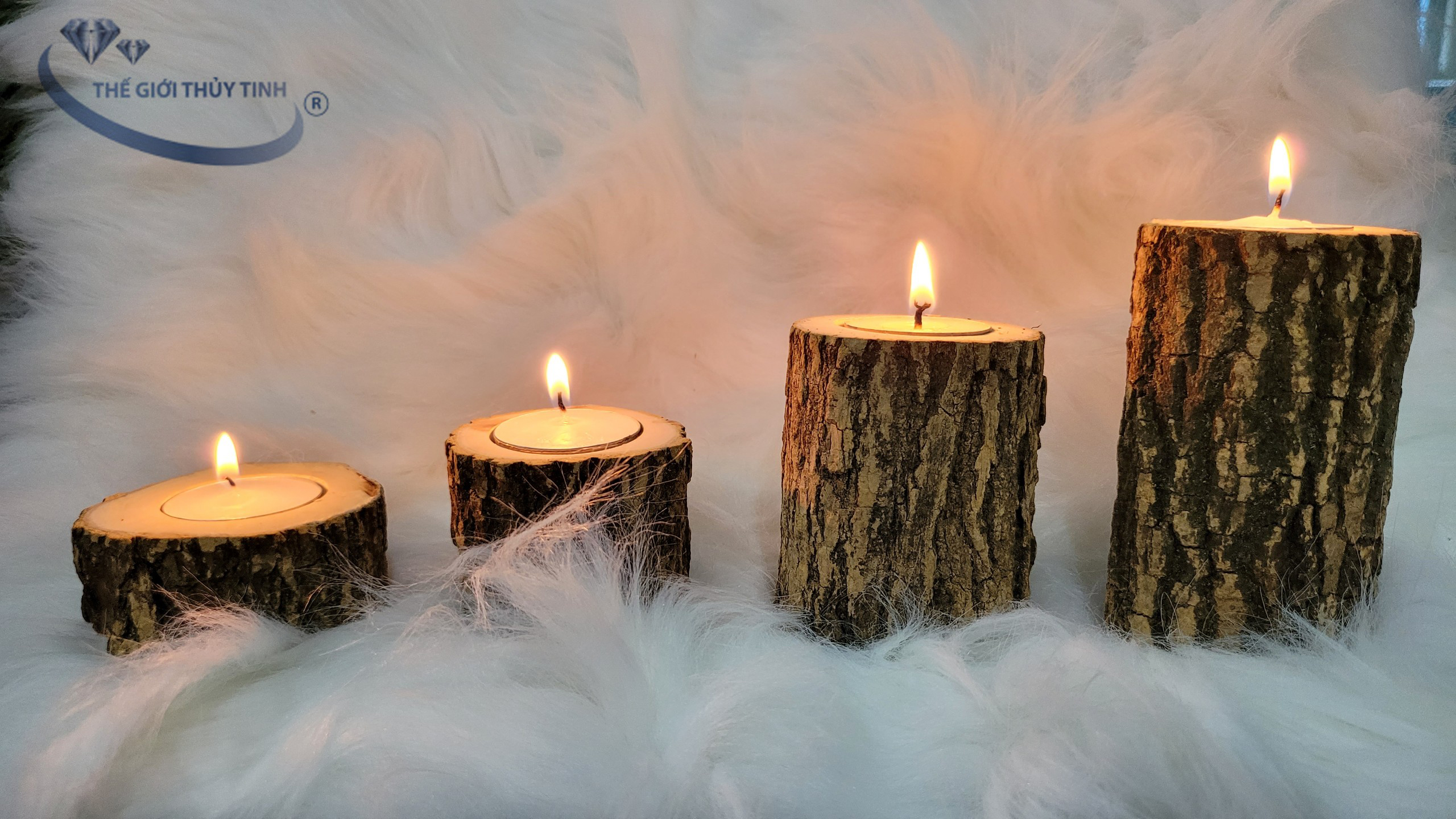 CHÂN ĐẾ GỖ ĐỰNG NẾN TEALIGHT  - GỖ THIÊN NHIÊN