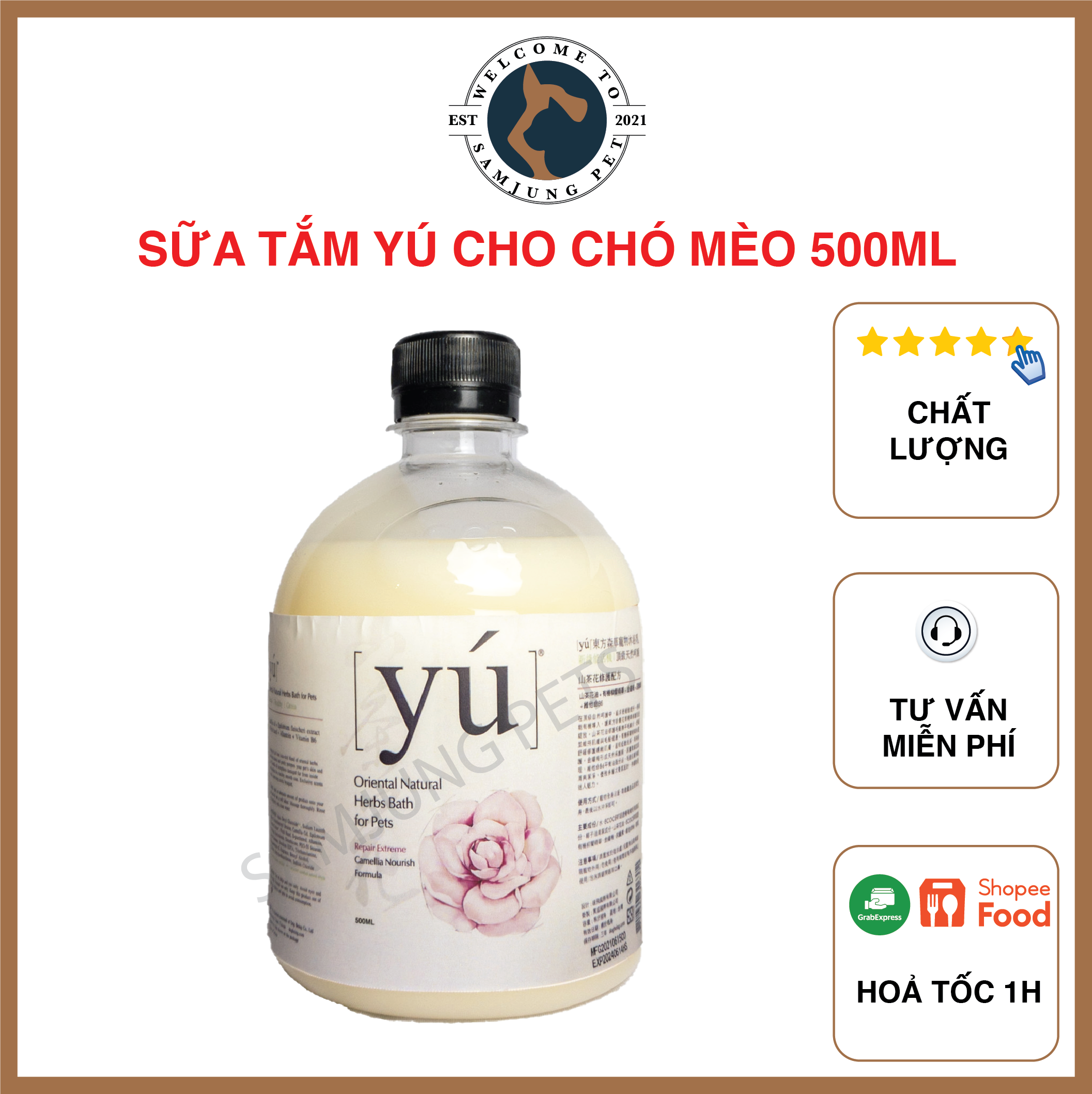 [ 500ml Repack Chính Hãng ] Sữa tắm yú cho chó mèo đủ mùi - SamJung Pets