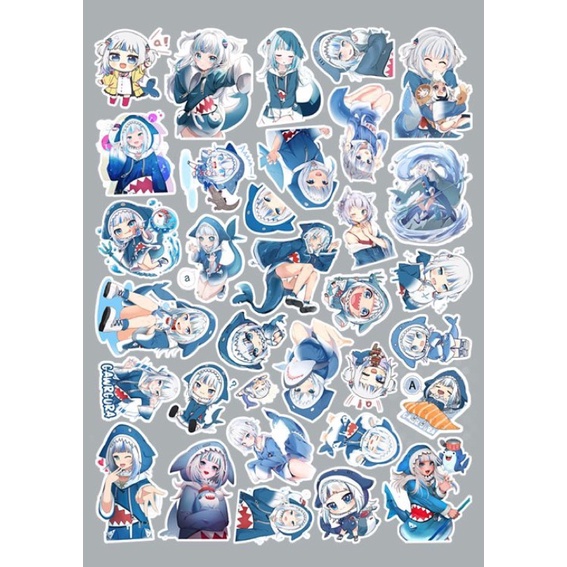 Sticker Gawr gure Hololive decal ép lụa khác nhau/hình dán vtuber Gawr gure