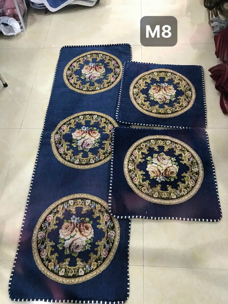 Bộ đệm ghế Tây Âu mẫu hoa cao cấp