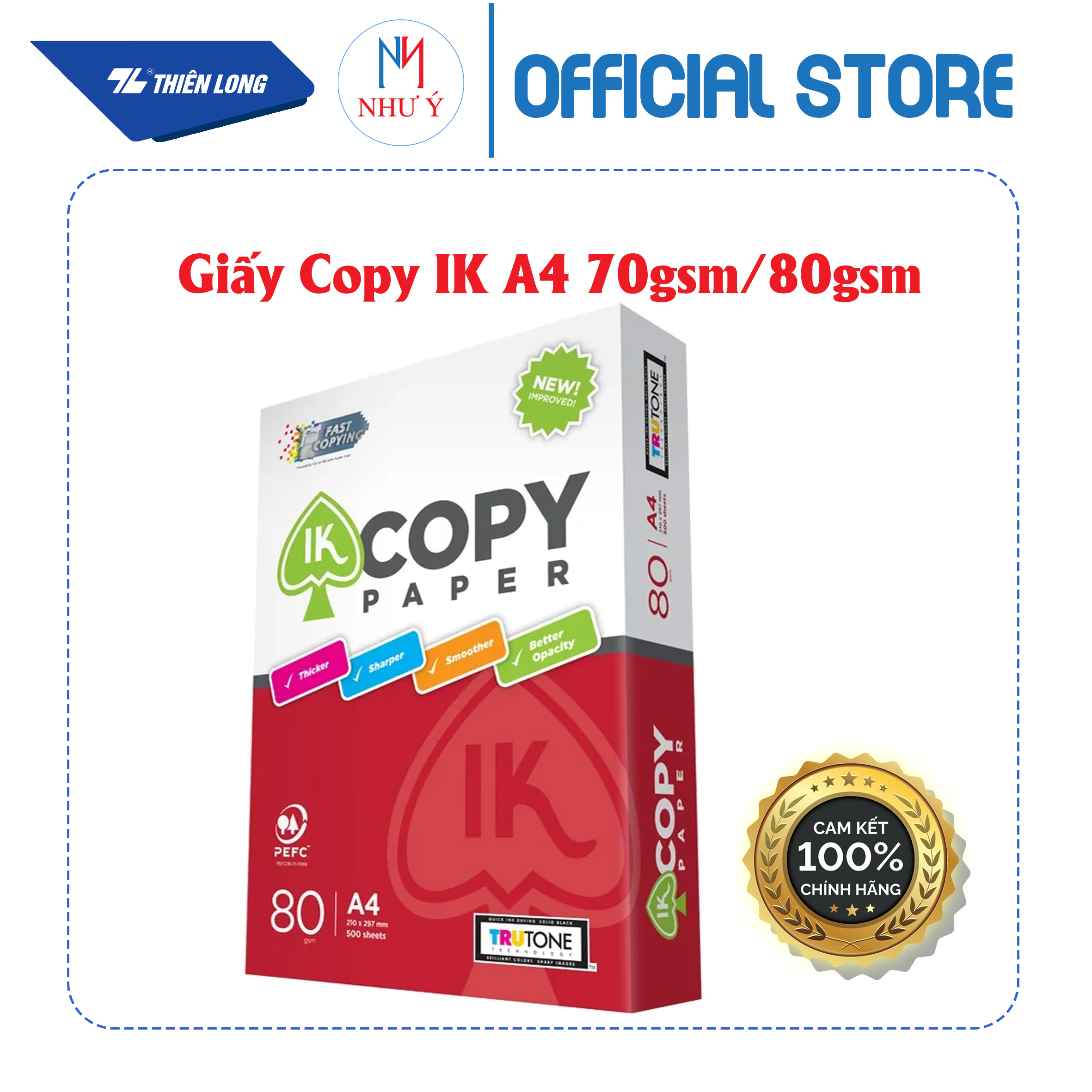 Giấy in photo A4 IK Copy IK/70 gsm- 500 tờ/gram