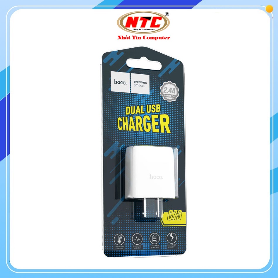 Cốc sạc 2 cổng hoco c73 max 2.4a - nhất tín computer