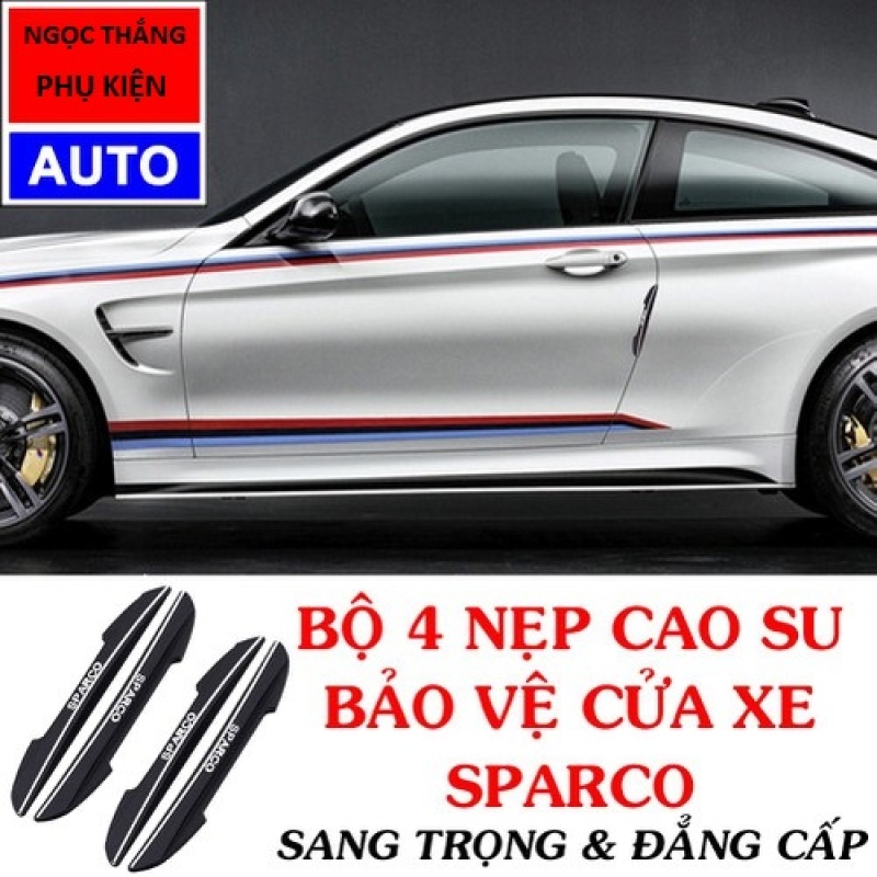 Combo 4 miếng nẹp chống xước, chống va đập cửa, gương hậu ô tô Sparco