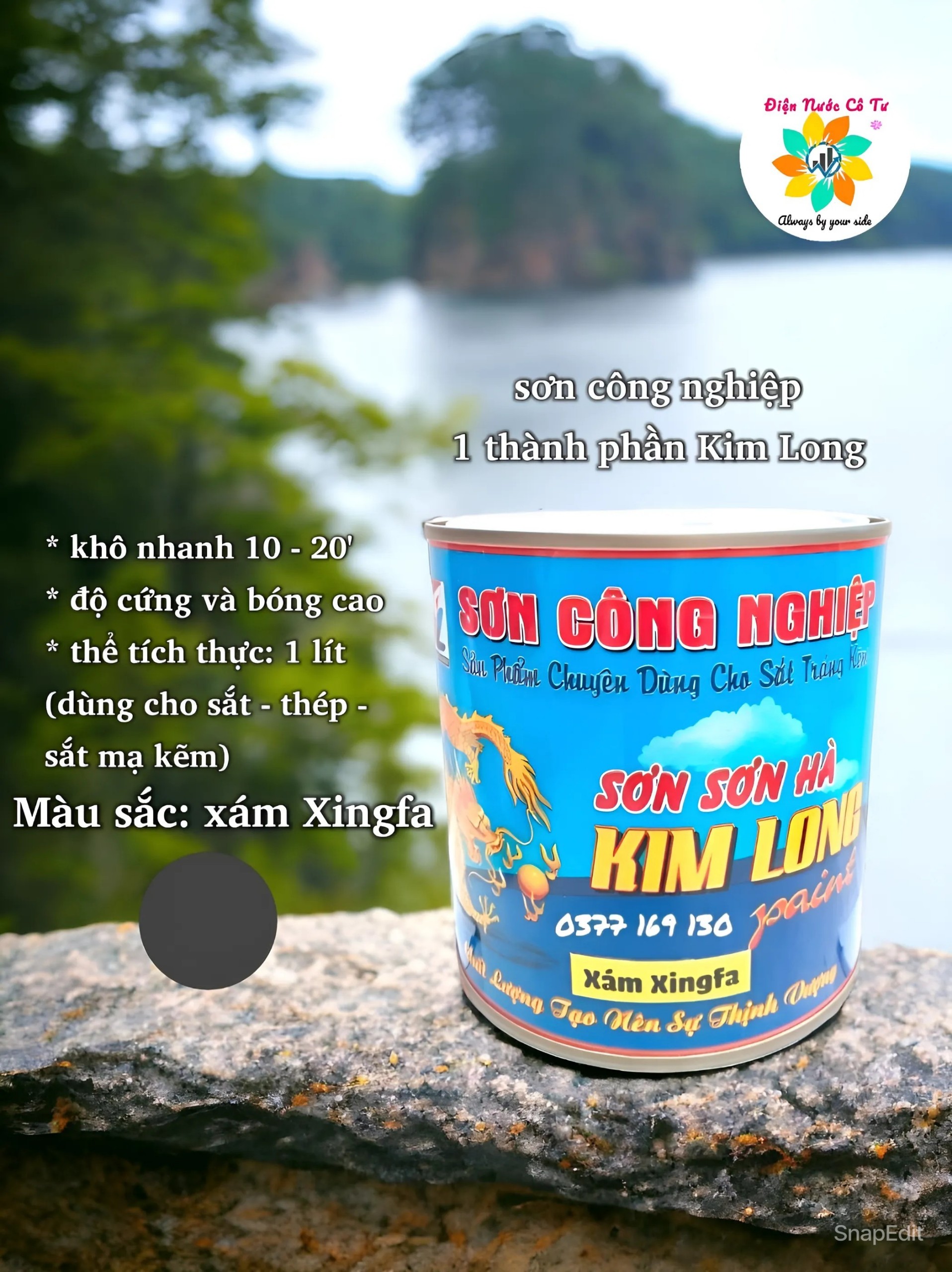 1kg sơn sắt mạ kẽm màu Trắng Kim Long - sơn sắt mạ kẽm sắt đen - sơn lót kẽm 1K