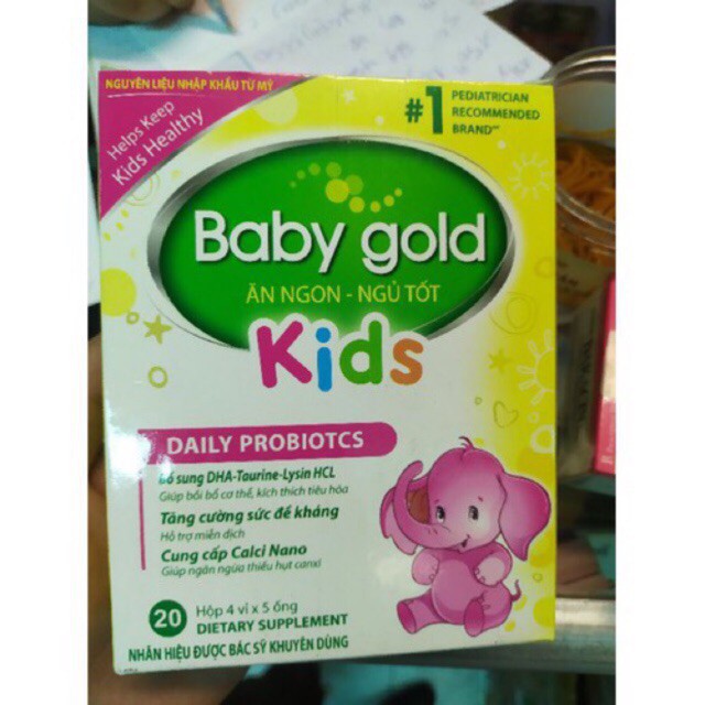 [HCM](chính hãng hiệu quả hộp 20 ống) Baby Gold Kids Tiêu Hoá Khoẻ Trẻ Ăn Ngon Bổ sung Lysine vitamin và khoáng chất cần thiết cho cơ thể hỗ trợ tăng cảm giác ngon miệng tăng cường sức đề kháng giảm còi sương suy dinh dưỡng