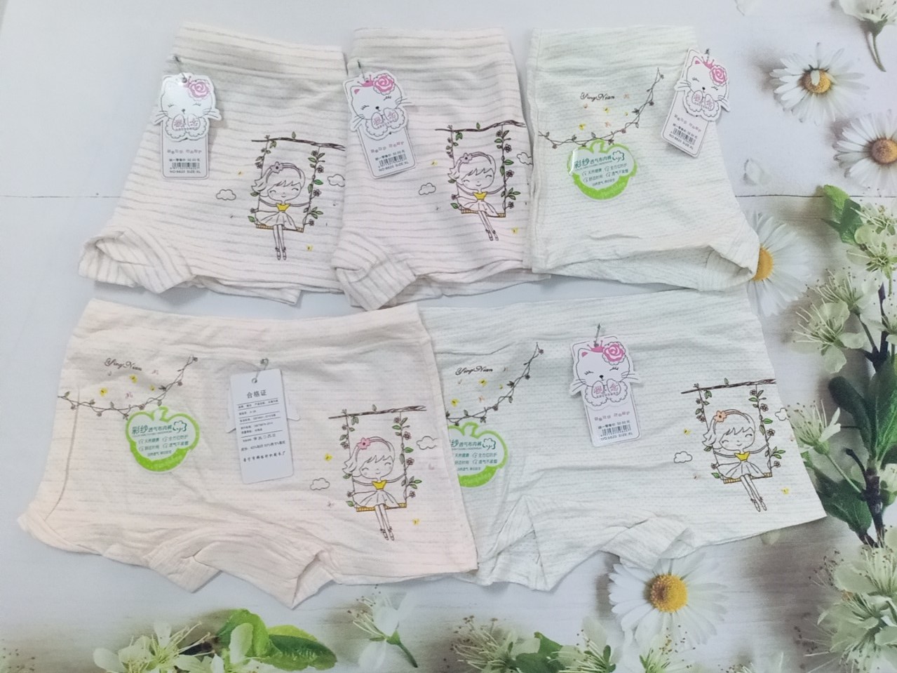 COMBO 5 QUẦN CHIP ĐÙI BÉ GÁI COTTON THÔNG HƠI (18-28kg)