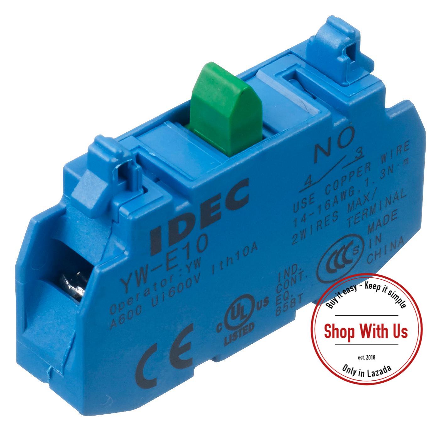 Nút ấn có đèn IDEC - YW1LM2E10QM3 - Nhấn nhả_220V_1NO/NC_22mm