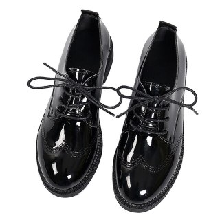 EOFK Women Brogue Shoes Oxford Flats Autumn Spring Woman Full Black Office Ladies Female Derby Shoes thumbnail