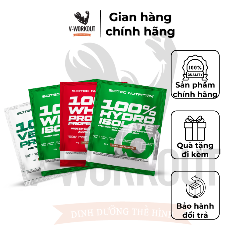 Combo Sample Protein Scitec Nutrition | Combo bình lắc +5-10 Scitec Nutrition Sample 100% Whey Protein và Vegan Protein