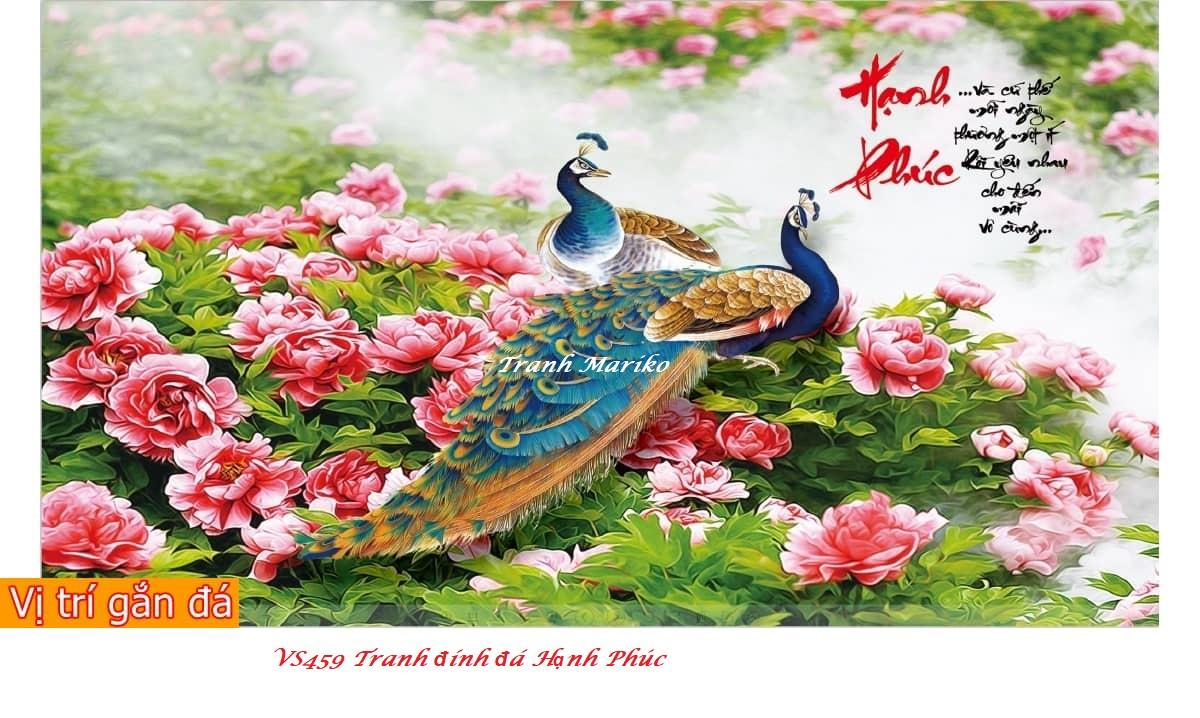 [HCM]Tranh đính đá Hạnh Phúc kích thước trung bình ✅100×60 cm -️ VS459 Tranh Mariko