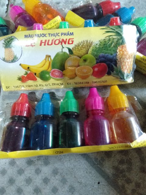 MÀU NƯỚC THỰC PHẨM LỆ HƯƠNG {5 LỌ 5 MÀU}