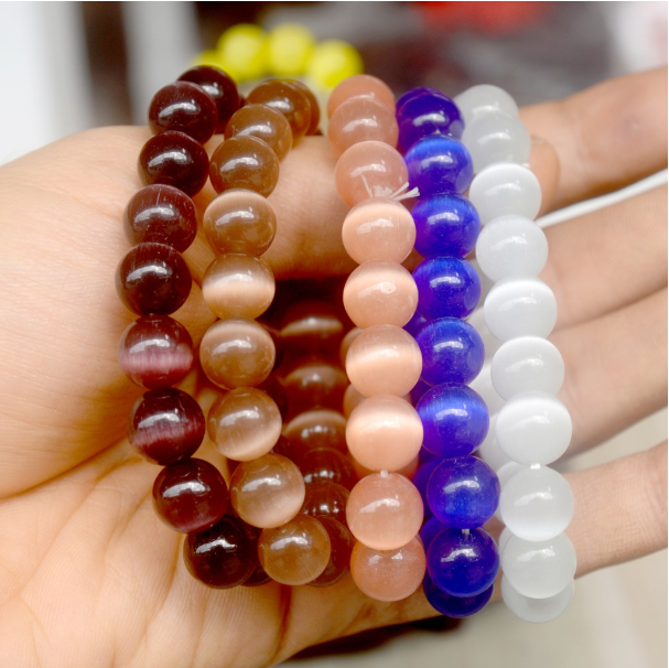 [HCM]Vòng tay phong thủy chuỗi đá mắt mèo 10ly tuyệt đẹp -Có 10 màu khác nhau