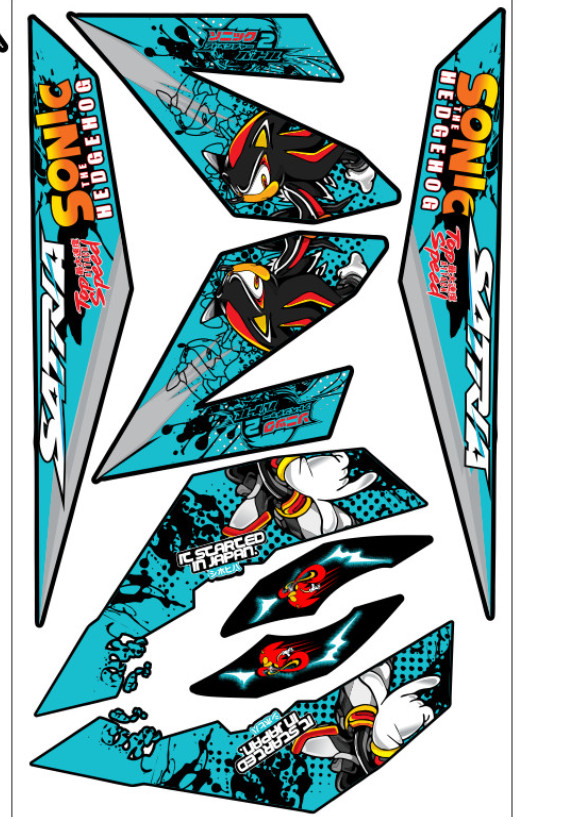 Tem xe satria f150 sonic xanh ngọc đen