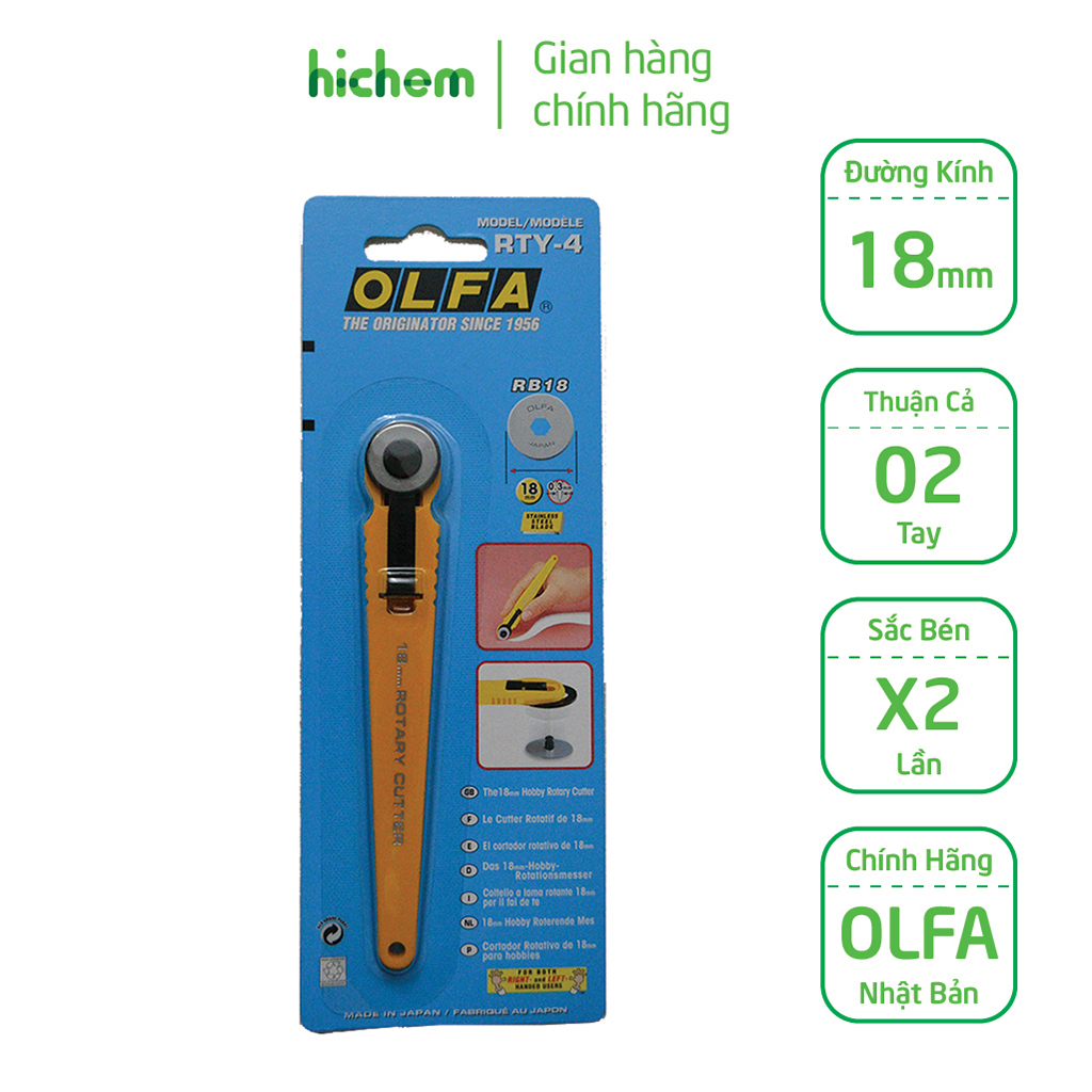 Dao Tròn OLFA RTY-4 Đường Kính 18mm Cắt Vải, Giấy - KM Keo Epoxy A/B Siêu Dính