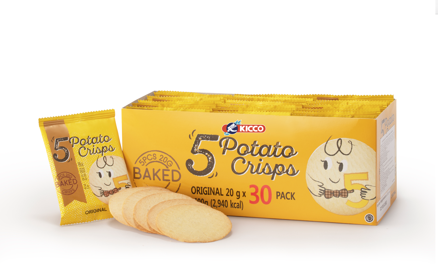 Bánh Khoai Tây 5 Potato Crisps Vị Truyền Thống (Hộp 30 gói x 18g-vàng)