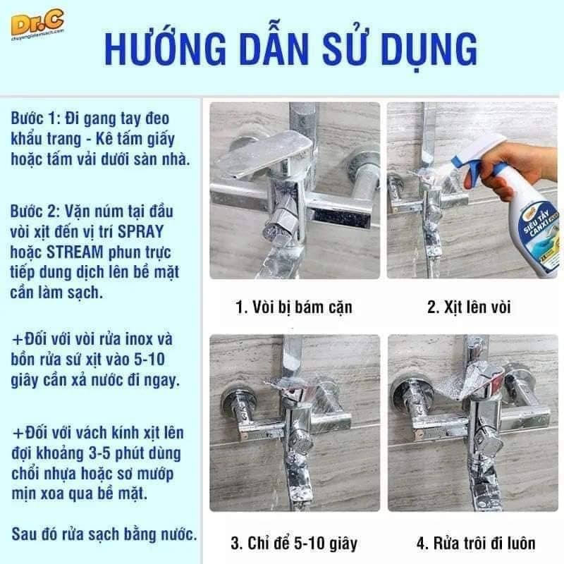 DUNG DỊCH TẨY CẶN CANXI DR.C SIÊU HIỆU QUẢ - CHAI 300ML