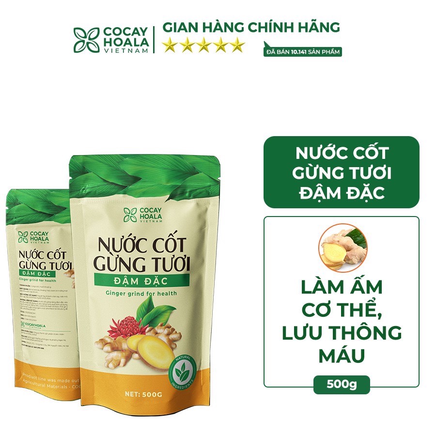 Nước cốt gừng tươi Cocayhoala chiết xuất gừng nguyên chất đậm đặc làm ấm cơ thể lưu thông máu dùng để tắm ngân chân an toàn lành tính cho cả mẹ bầu trọng lượng 500g