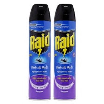 Bình xịt côn trùng muỗi gián..Raid mẫu mới đầu xịt kép mùi lavender