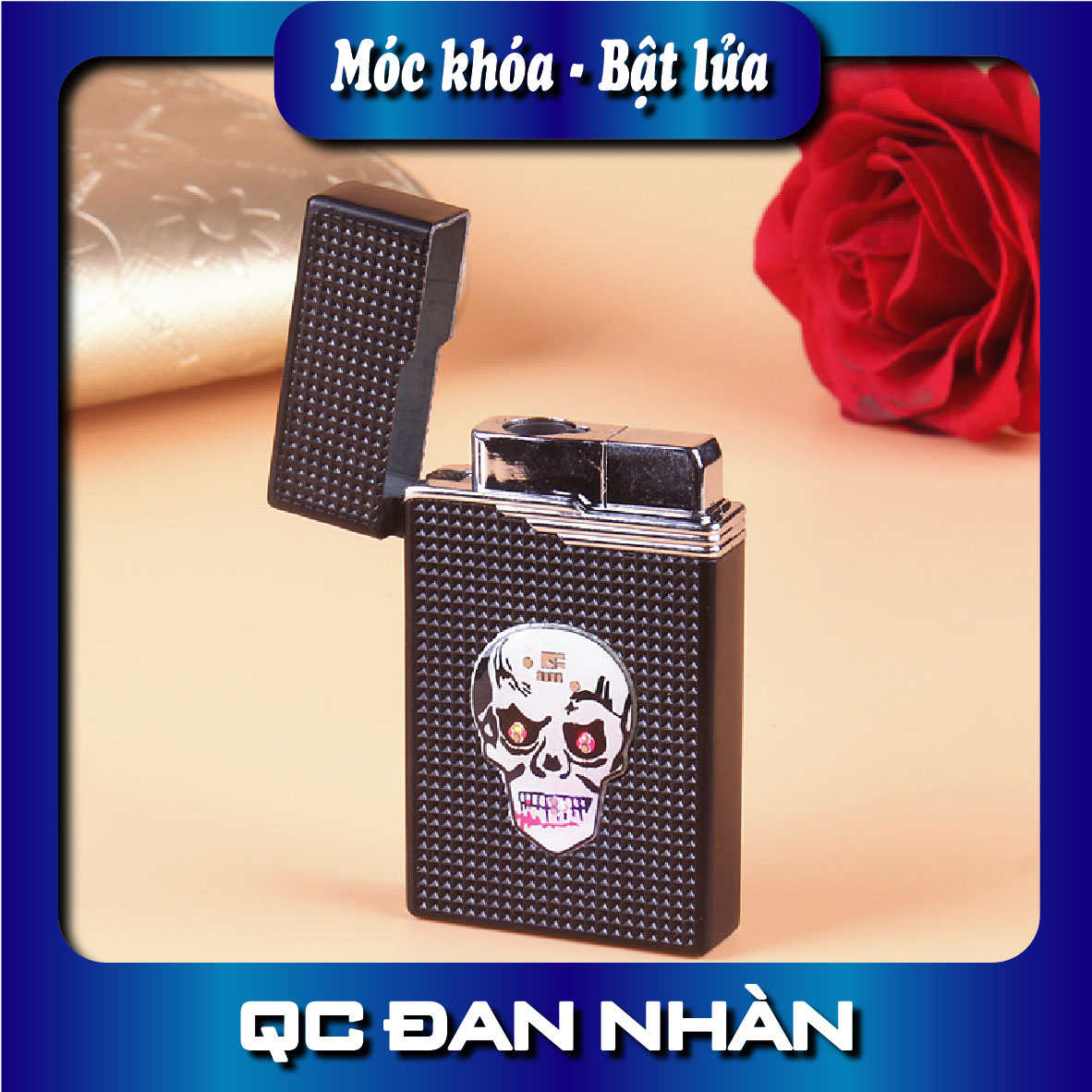 bật lửa zippo hình đầu lâu có đèn led nhấp nháy