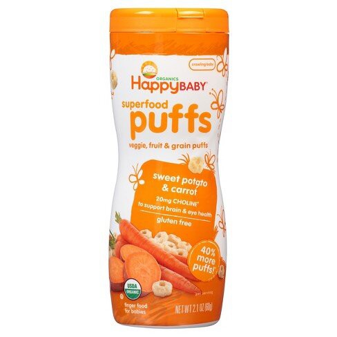 HCM Bánh Happy Baby Organic Puff các vị, bánh ăn dặm hữu cơ dinh dưỡng cho bé từ 6 tháng tuổi
