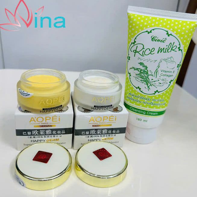 [HCM]Combo kem sâm Aopei ngày và đêm dưỡng trắng nám tàn nhang TẶNG 1 tuýp sũa rửa mặt gạo Thái Lan 180ml