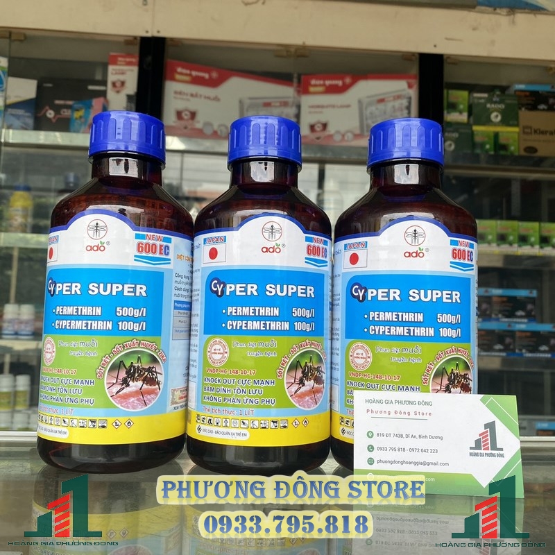 Thuốc diệt muỗi và côn trùng CYPER SUPER 600EC (chai nhựa 1 lít )
