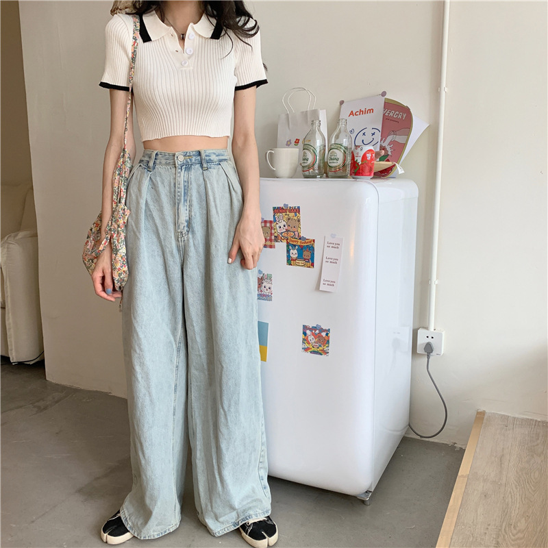 Áo gân cổ bẻ croptop 2 màu siêu chất TTSLA0332
