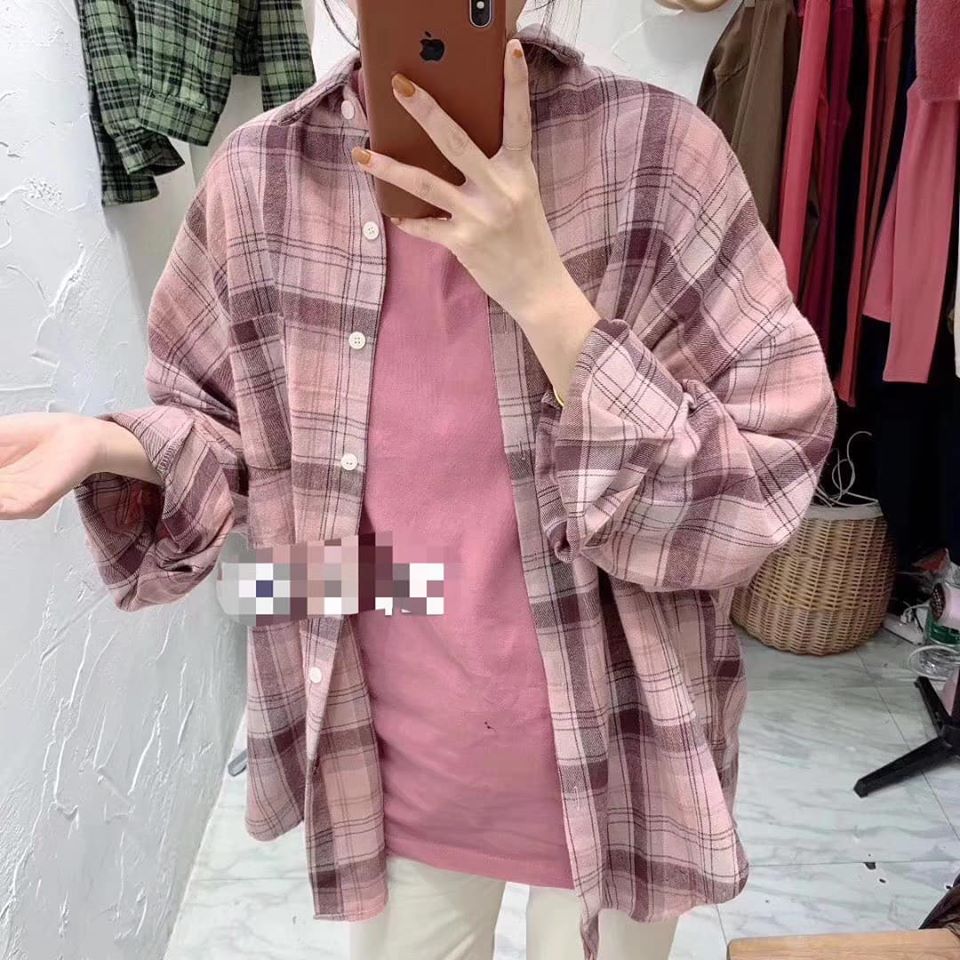 ( ẢNH THẬT) ÁO SƠ MI KẺ CARO DÀI TAY THỜI TRANG HÀN QUỐC, AMELIA